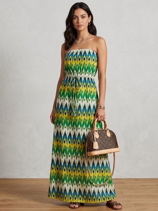 Vince Camuto Dresses & Skirts - Vince Camuto strapless multi-color chevron print maxi dress size small